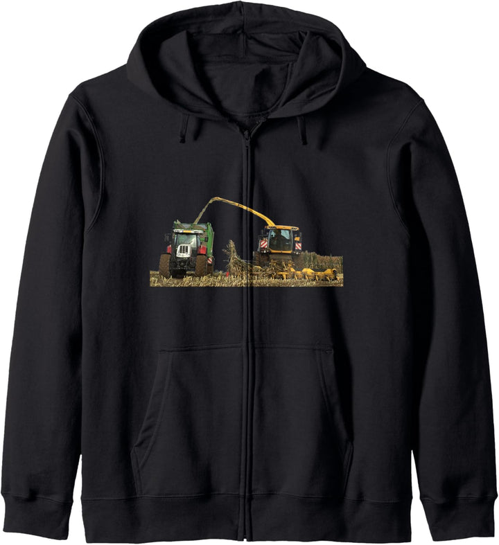 Mais häckseln Landwirt Bauer Lohner Mais-Häcksler Silage Kapuzenjacke