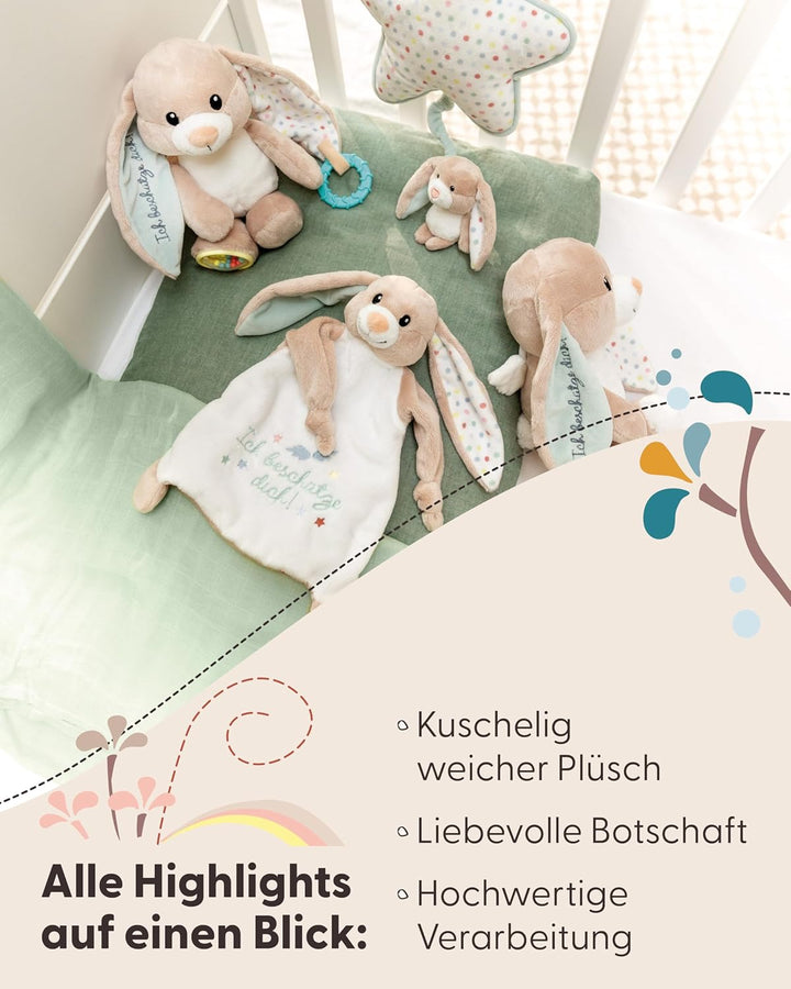 NICI Kuscheltier Hase Fjella Ich beschütze Dich 25cm - rosa - Stofftier aus weichem Plüsch, niedlich