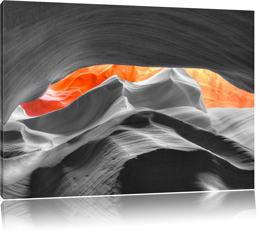 beeindruckender Antelope Canyon schwarz/weiss Format: 100x70 auf Leinwand, XXL riesige Bilder fertig