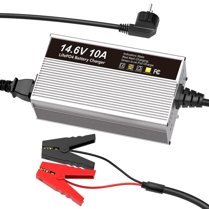 14,6V 10A LiFePO4 Ladegerät für 12V (12,8V) Lithium Eisenphosphat Batterieladegerät Schnellladung sc