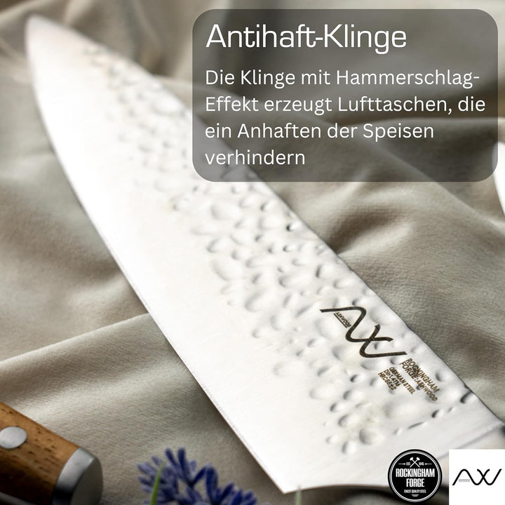 Rockingham Forge RF-7098 Ashwood Serie 20cm Kochmesser mit Klingen aus eisgehärtetem Vanadium Stahl,