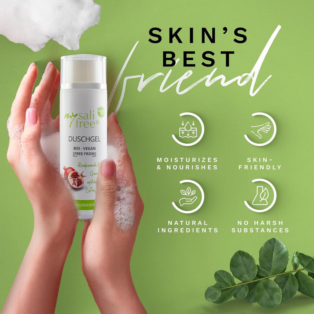mysalifree BIO DUSCHGEL, mild reinigendes Naturkosmetik Duschgel für sensible Haut, mit Reiskeimöl,