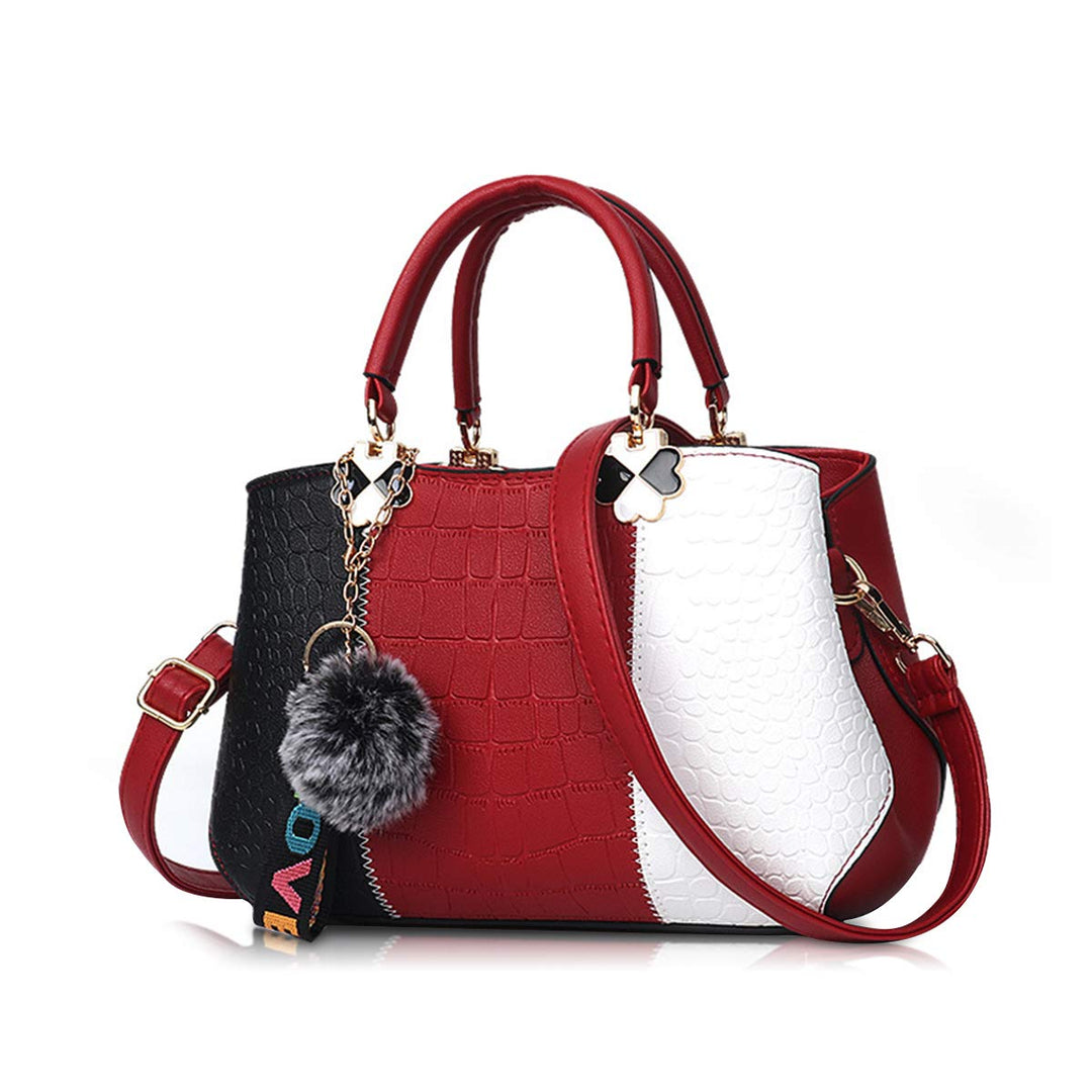 NICOLE & DORIS 2024 Neue Frauen Tasche Damen Leder Handtasche Mode Umhängetasche Mit Pompon abnehmba