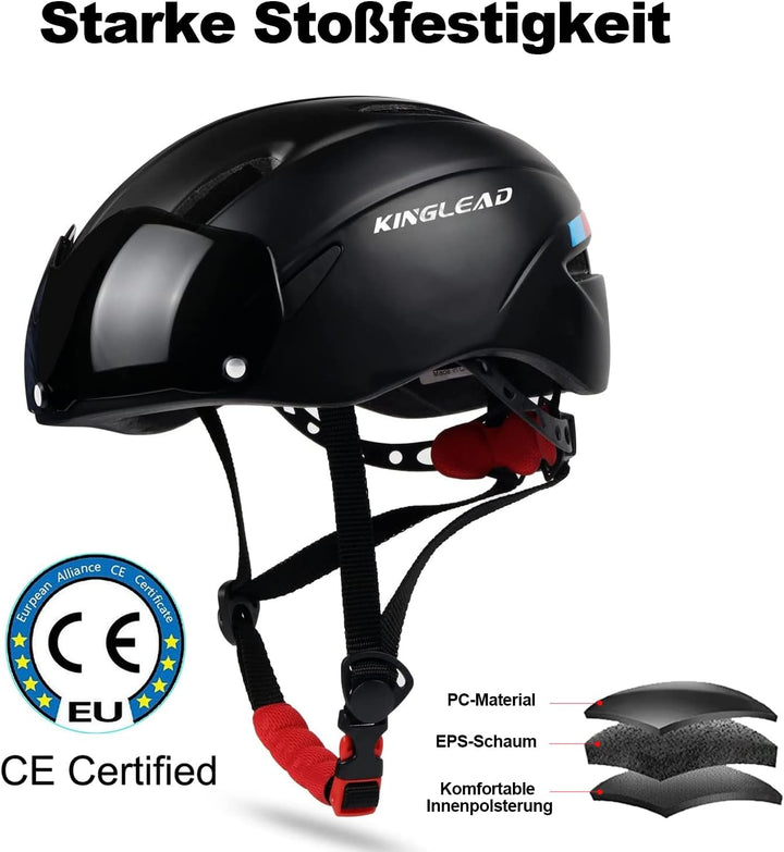 Fahrradhelm Herren Damen mit Abnehmbarem Magnetischem Visier, Ultraleichter Verstellbarer Bike Helm,