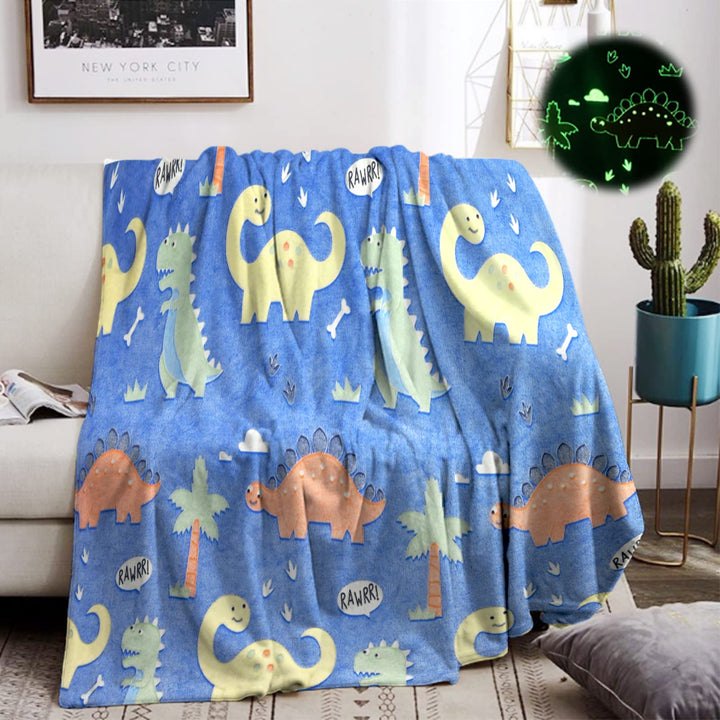 HZVRTN Kuscheldecke Kinder Dinosaurier Decke, Dino kuscheldecke leuchtet im Dunkeln, Dino Decke Gesc