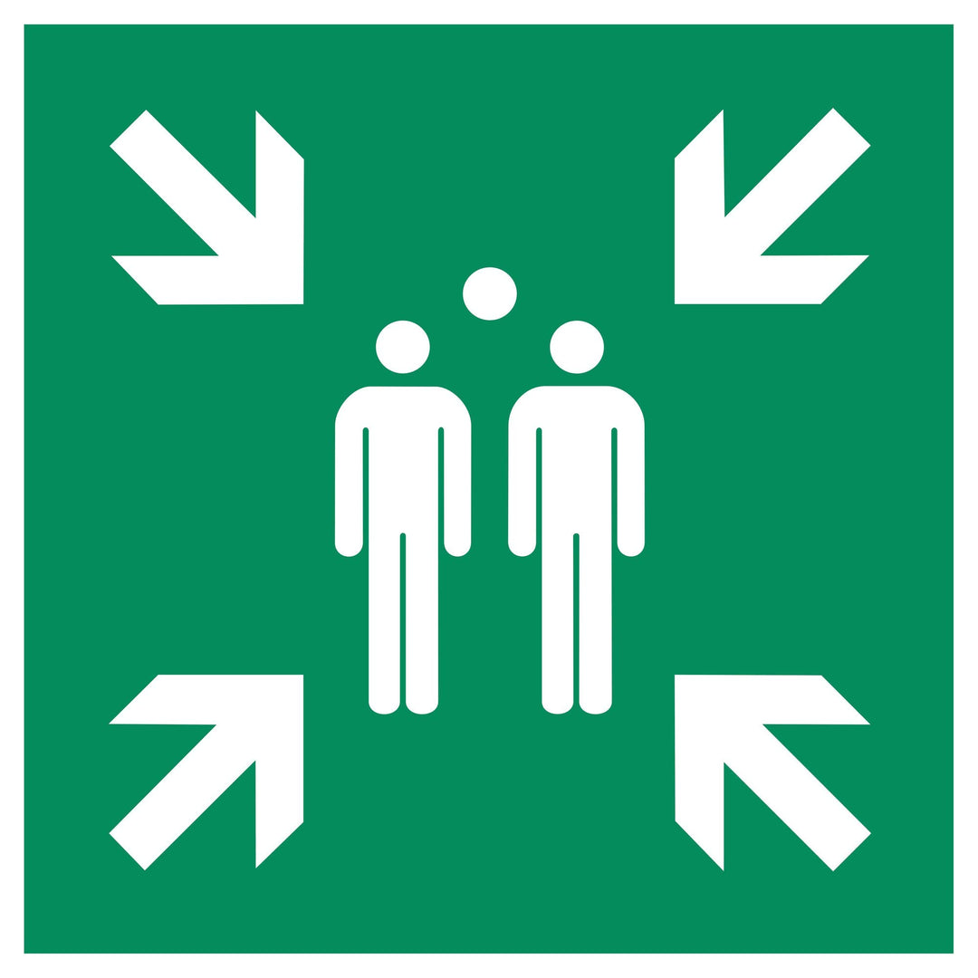Dreifke® Schild Sammelstelle | Alu 40 x 40 cm | gemäss DIN EN ISO 7010 E007 ASR A1.3 | Fluchtweg Sam