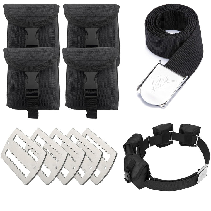 MOPHOEXII Scuba Weight Belt with Detachable 4 Pockets, Quick-Release Buckle Diving Pocket Weight Sta