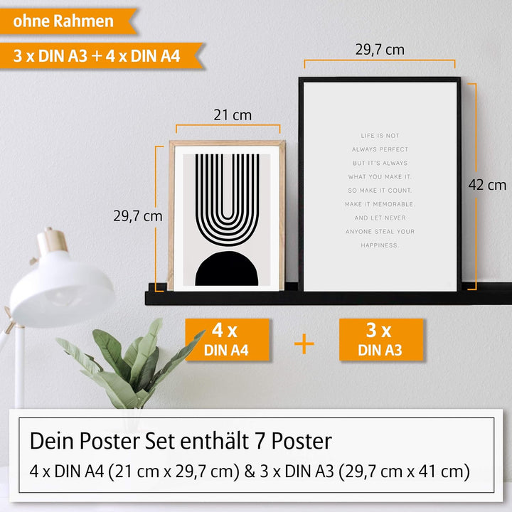 Hyggelig Home Premium Poster Set - 7 passende Bilder im stilvollen Set - Collage Bild Wand Deko - Se