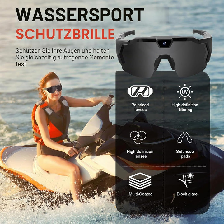 CXYP 4K POV-Sportbrille mit Kamera, 120° Ultra-Weitwinkel-HD, tragbare Körper-Abenteuer-Action-Brill