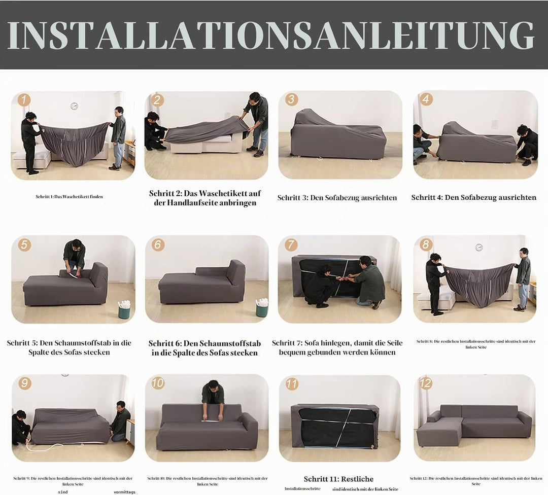 Jaotto Sofa Überwürfe Sofabezug Elastische Spandex Stretch Sofabezüge Couchbezug für L-Form Sofa Uni