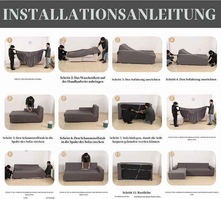 Jaotto Sofa Überwürfe Sofabezug Elastische Spandex Stretch Sofabezüge Couchbezug für L-Form Sofa Uni