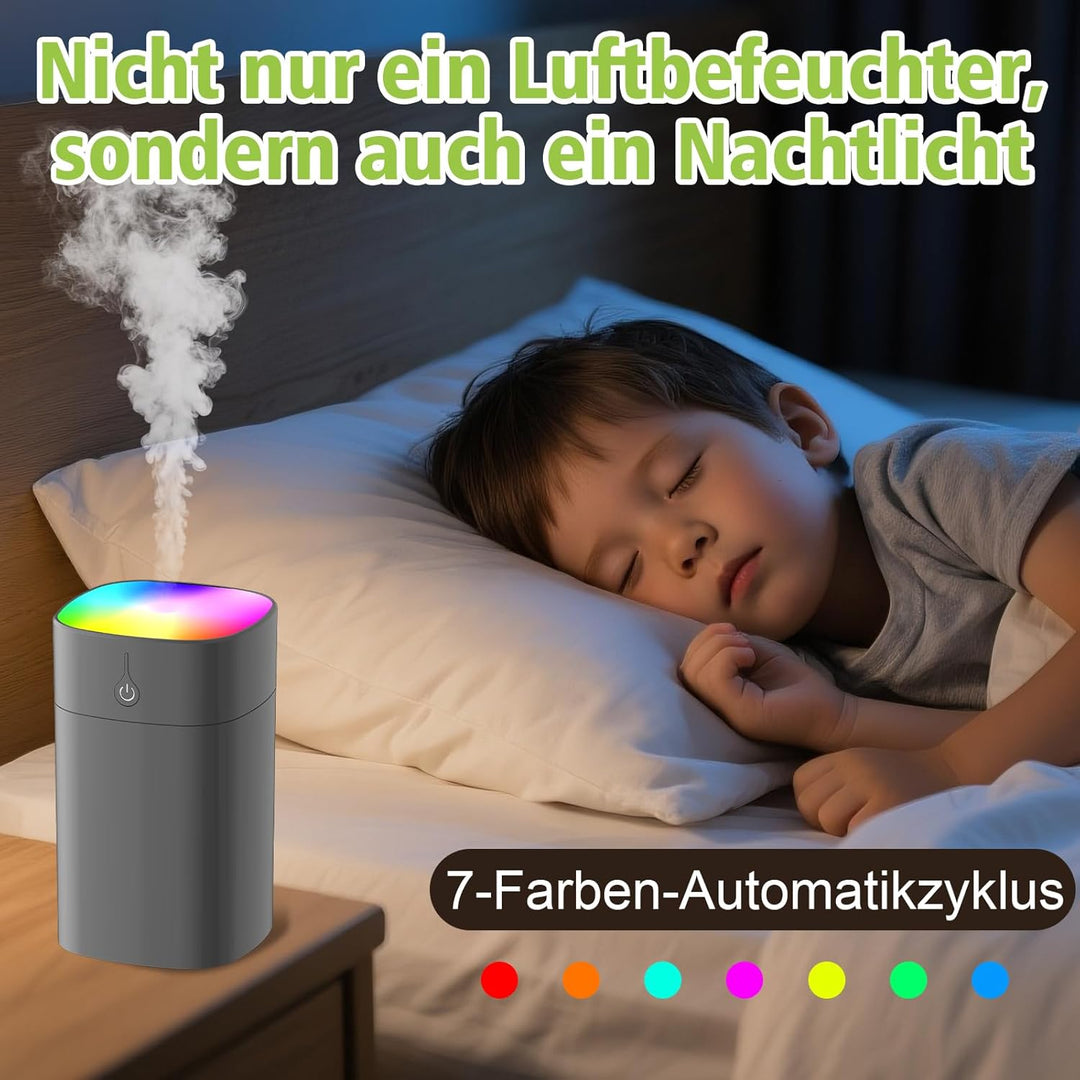 Tragbare Mini-Luftbefeuchter für Schlafzimmer, 400 ml Aromadiffusor für zu Hause, persönlicher Tisch