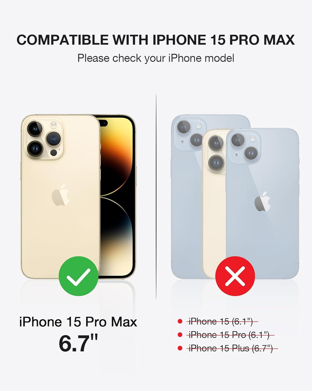 OCASE iPhone 15 Pro Max Hülle(2in1) Leder Stossfestes Case [Abnehmbare magnetische Hülle] [Kabellose