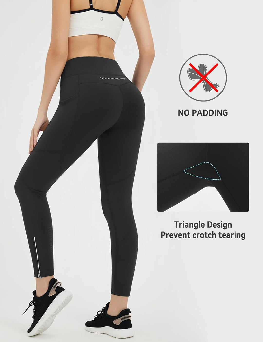 baleaf Thermoleggings Winter Damen Fahrradhose Lang mit Reissverschluss Warm Gefüttert Jogginghose R