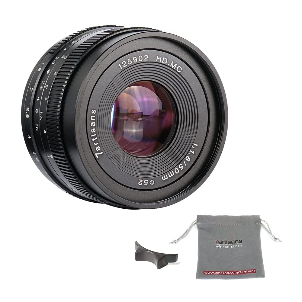 7artisans 50mm F1.8 APS-C Manuelle Fixed Objektiv für Sony E-Mount spiegellose Kamera wie Sony A6500