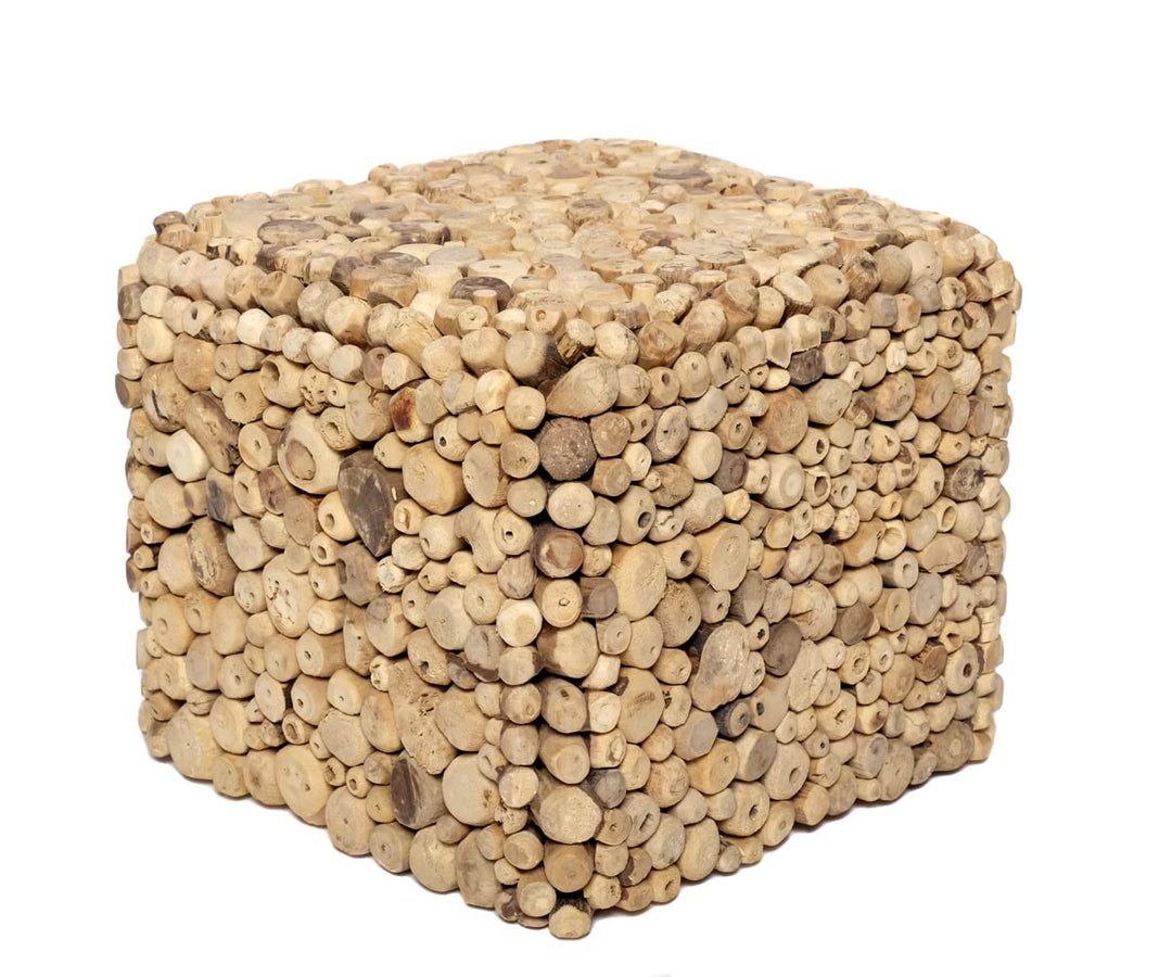 Brillibrum Design Treibholz Hocker Handmade Asthocker Teakholz Beistelltisch (Klein: 25 x 30 x 30 cm