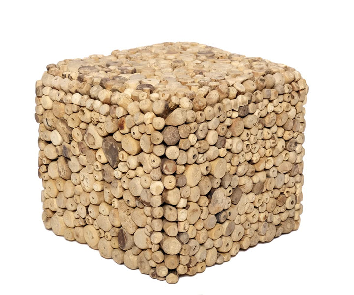 Brillibrum Design Treibholz Hocker Handmade Asthocker Teakholz Beistelltisch (Klein: 25 x 30 x 30 cm
