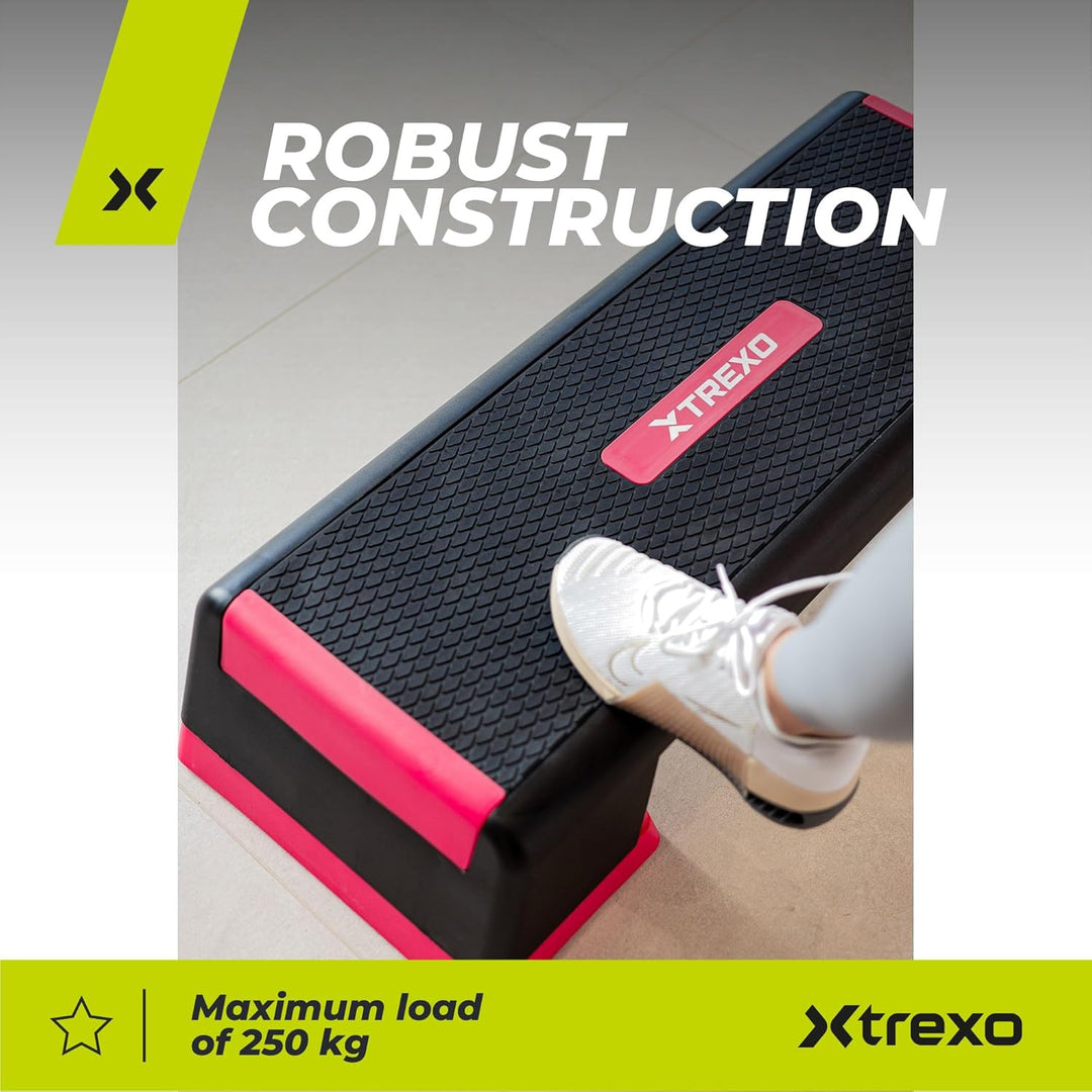 XTREXO Aerobic Step 98 x 38 cm Für Cardio- und Fitnesstraining Höhenverstellbar 15-20-25 cm Langlebi