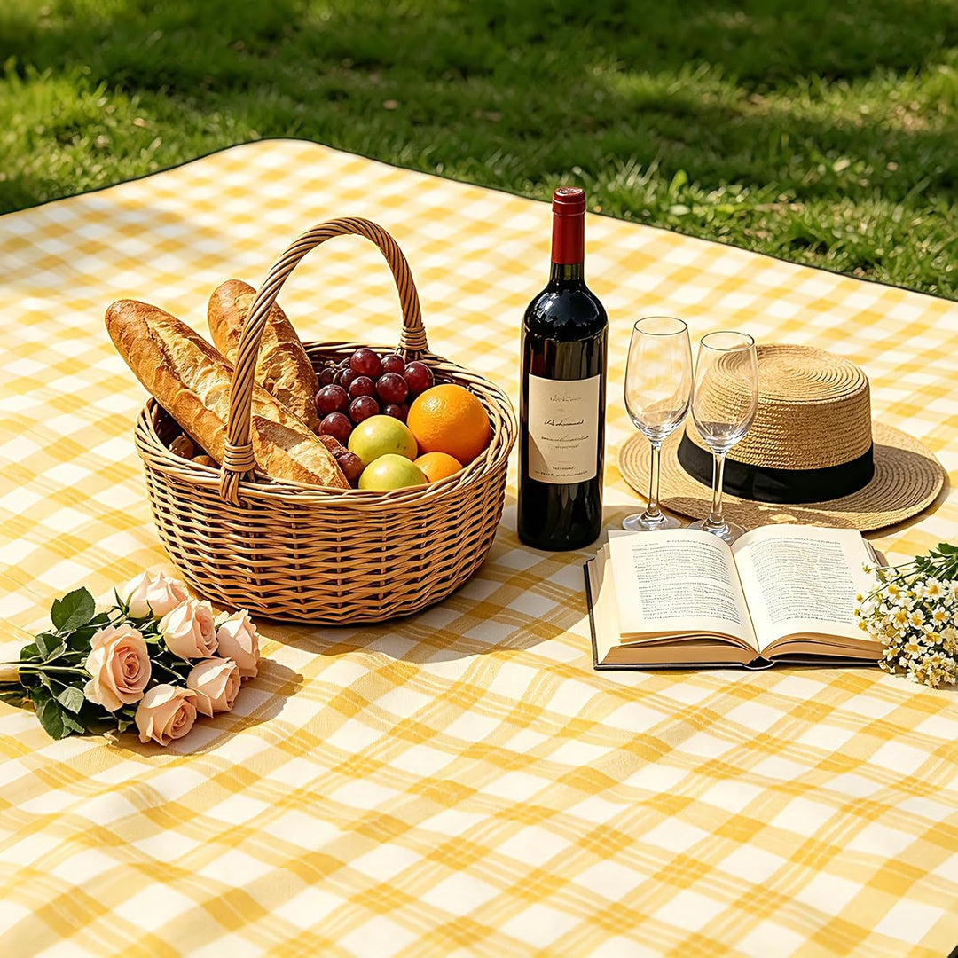 150 * 200 cm Picknickmatte, fünfschichtige Struktur-verdickt-Gelb | Maschinenwaschbar, geeignet für