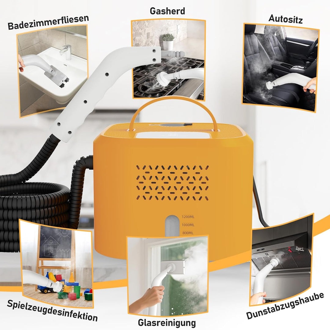 Dampfreiniger Handgerät, 1500W Leistungsstarker Steam Cleaner mit 6 Bürstenköpfen, 220V Mehrzweckdam