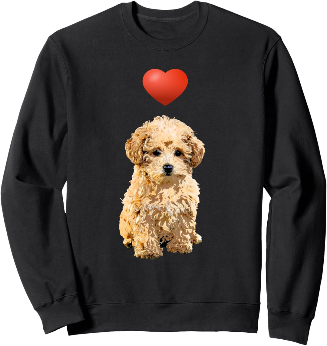 Pudel Hund Herz Cartoon Damen Herren Kinder süsses Hundemotiv Sweatshirt