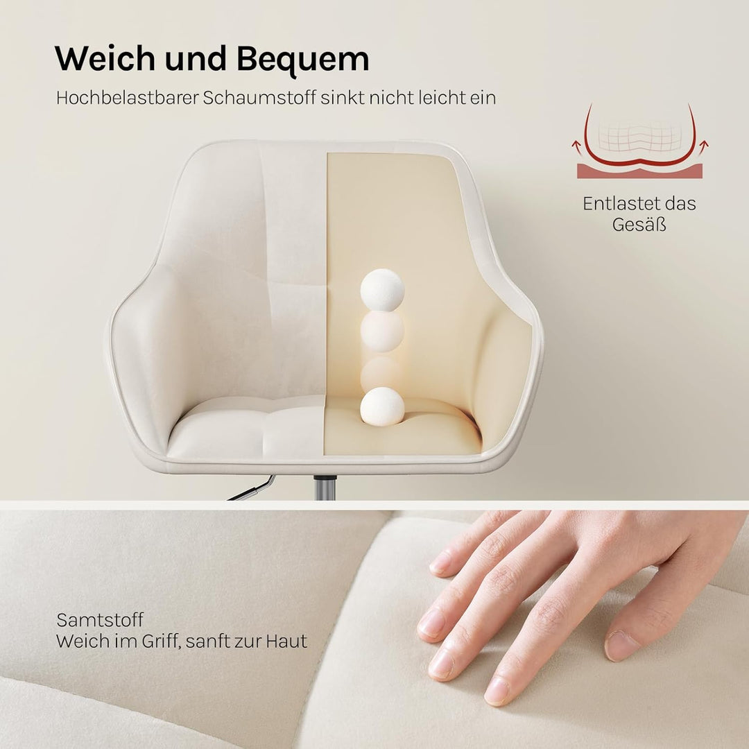 WOLTU Homeoffice Stuhl, Schreibtischstuhl, Drehstuhl, Schminkstuhl, höhenverstellbar, bis 150 kg bel