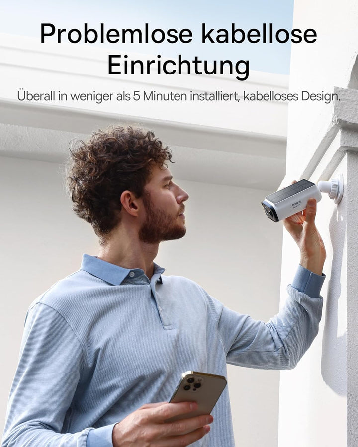 Baseus Security S1 Lite Solocam Überwachungskamera Aussen Solar Akku WLAN, IP67 Wetterfest, Kamera Ü