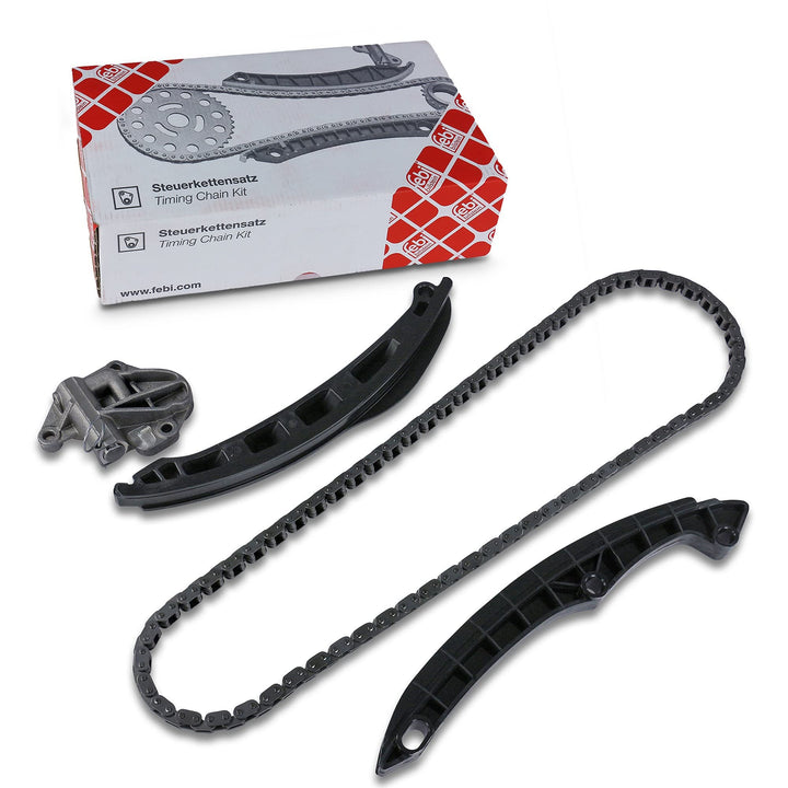 febi bilstein 102197 Steuerkettensatz für Nockenwelle, mit Gleitschienen und Kettenspanner , 1 Stück