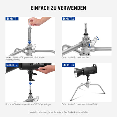 NEEWER Junior zu Baby Steckeradapter, 1-1/8"/28mm Junior Stecker auf 5/8"/16mm Baby Stecker, Ständer