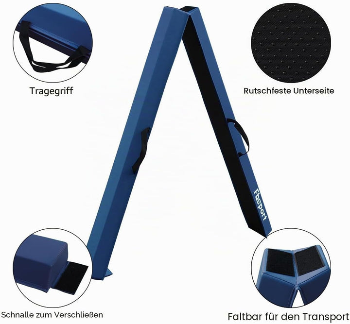 FBSPORT Schwebebalken Kinder 240/270/300 cm Faltbarer Balken Turnen Balance Beam für Zuhause Trainin