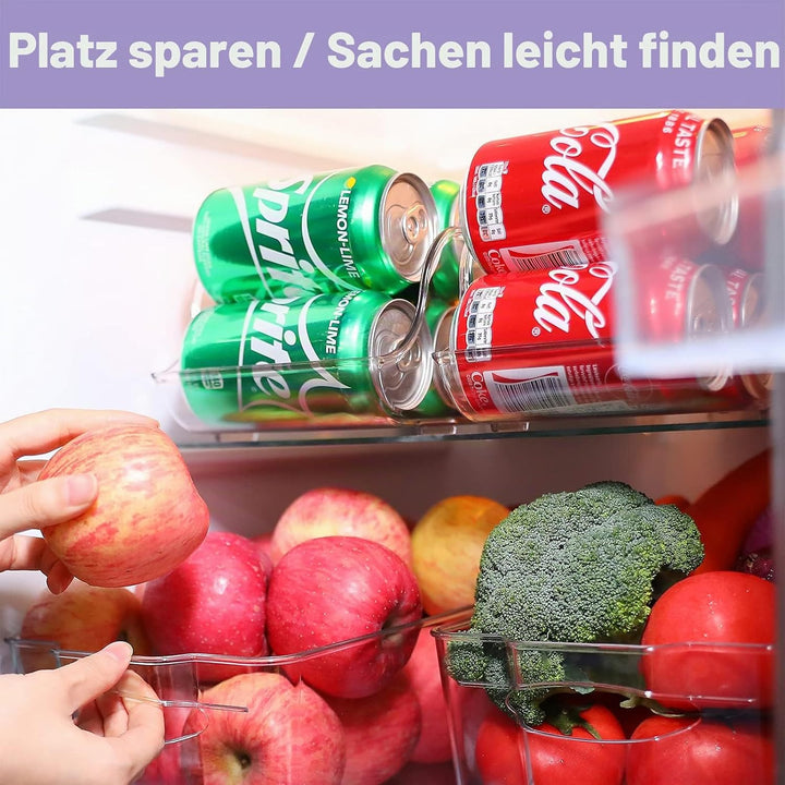 Puricon 2 Stück Dosenhalter Kühlschrank Organizer für Dosengetränke, Stapelbar Kunststoff Dosenspend