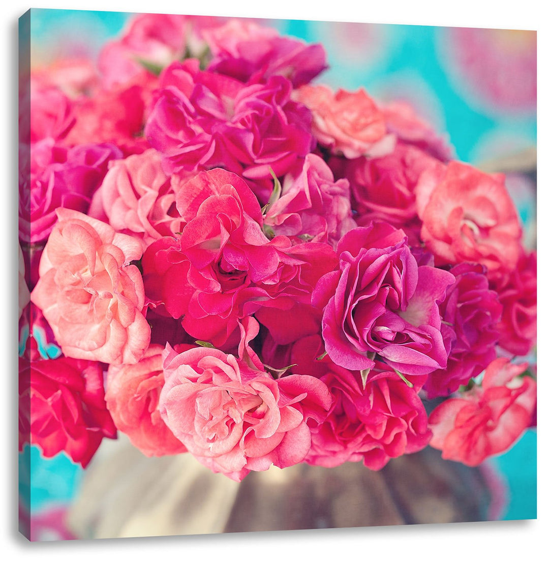 Pixxprint Blumen, Format: 70x70 auf Leinwand, XXL riesige Bilder fertig gerahmt mit Keilrahmen, Kuns