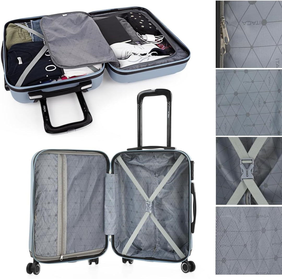 ITACA - Trolley Handgepäck Cabin Trolley Koffer Reisekoffer Hartschalenkoffer mit Zahlenschloss - Ka