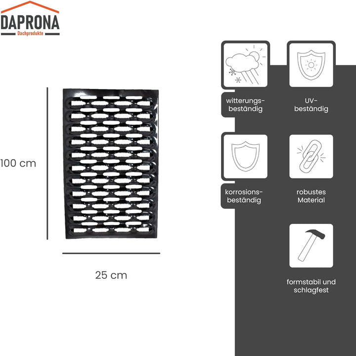 DAPRONA Laufrost für Schornsteinfeger, verzinkt Schwarz 100cm, Robustes Gitterrost, Nutzbar als Fluc