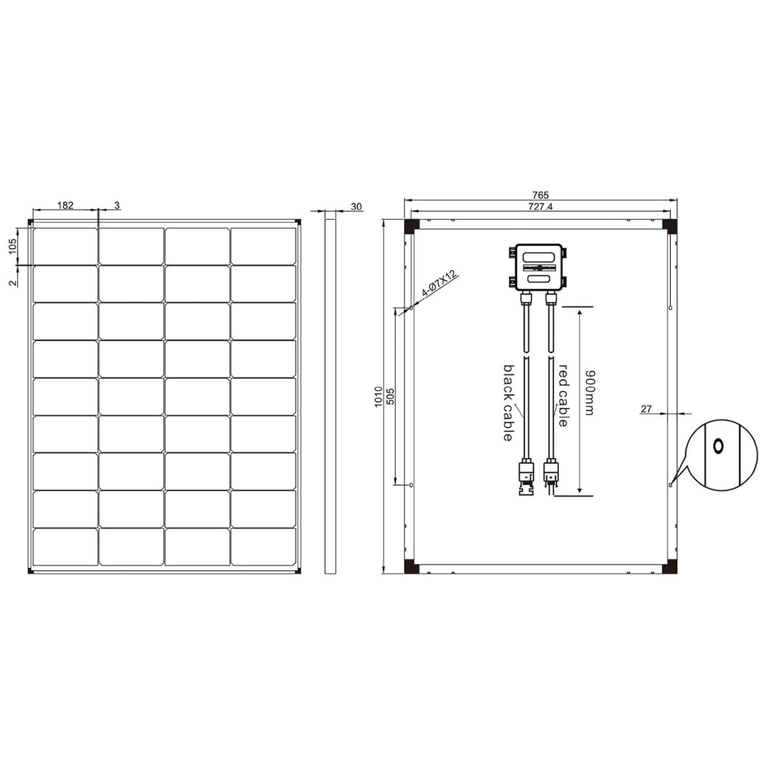 enjoy solar® 150W 12V Monokristallines Solarmodul, 182mm Solarzellen 10 Busbars Solarpanel ideal für
