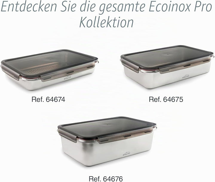 LACOR - 64674 - Ecoinox Pro Luftdichtes Tupper, 3,5 L, Edelstahl 18/10 mit Polypropylen-Deckel, Luft