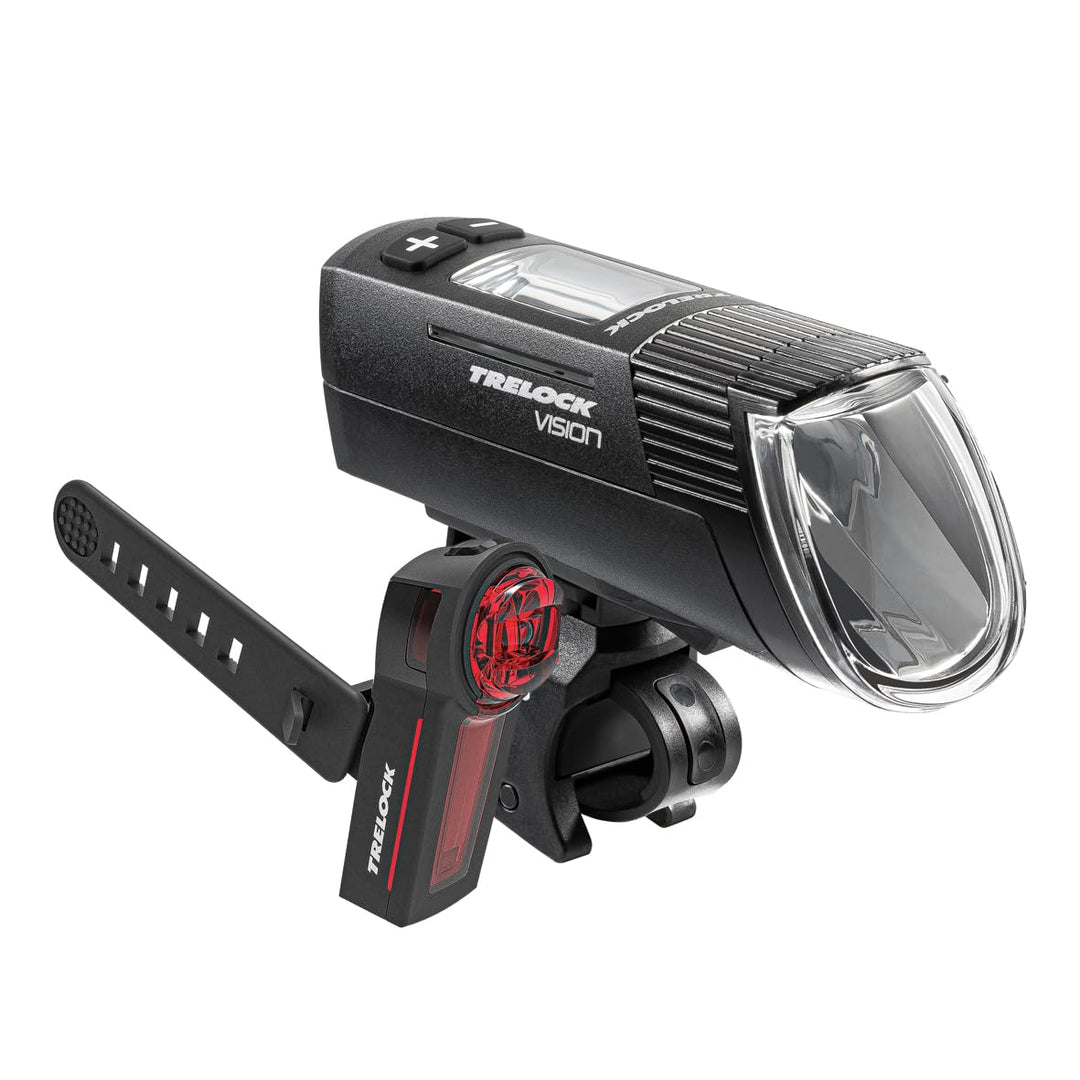 TRELOCK Fahrradlicht Set, LS 760 I-GO VISION 100 LUX und LS740 VECT Rücklicht mit Bremslichtfunktion
