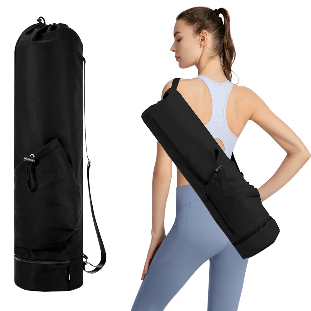 Yogatasche, Yogamatte Tasche mit Verstellbarem Schultergurt Yoga Tasche Gross mit Nassfach und Flasc