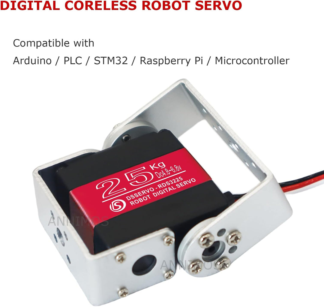 ANNIMOS 25KG Roboter Servomotor mit hohem Drehmoment Vollmetallgetriebe Digital Lenkung Servos mit M