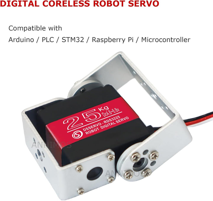 ANNIMOS 25KG Roboter Servomotor mit hohem Drehmoment Vollmetallgetriebe Digital Lenkung Servos mit M