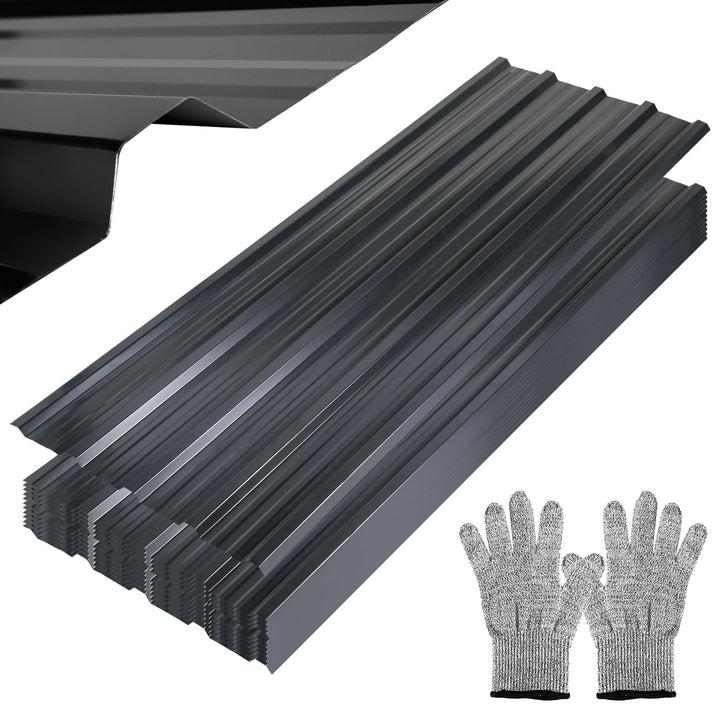 Trapezblech 24er Set 129×46 cm, verzinkter Stahl 0,25 mm, Anthrazit | Dachblech für Carport, Gartenh