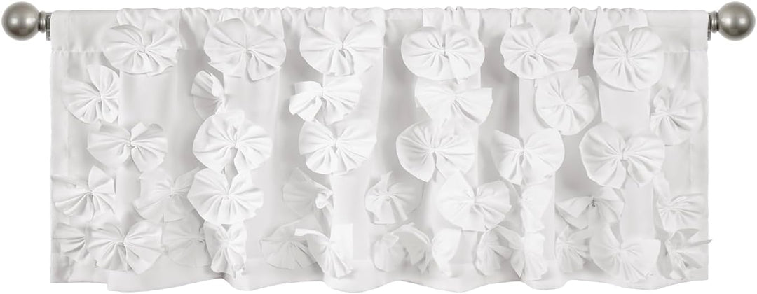 Lush Decor Riley Fenstervorhang, 1 Stück, Polyester, Weiss/opulenter Garten, Valance Weiss/Opulenter