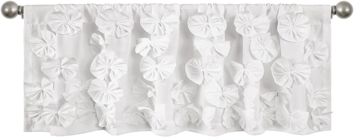 Lush Decor Riley Fenstervorhang, 1 Stück, Polyester, Weiss/opulenter Garten, Valance Weiss/Opulenter