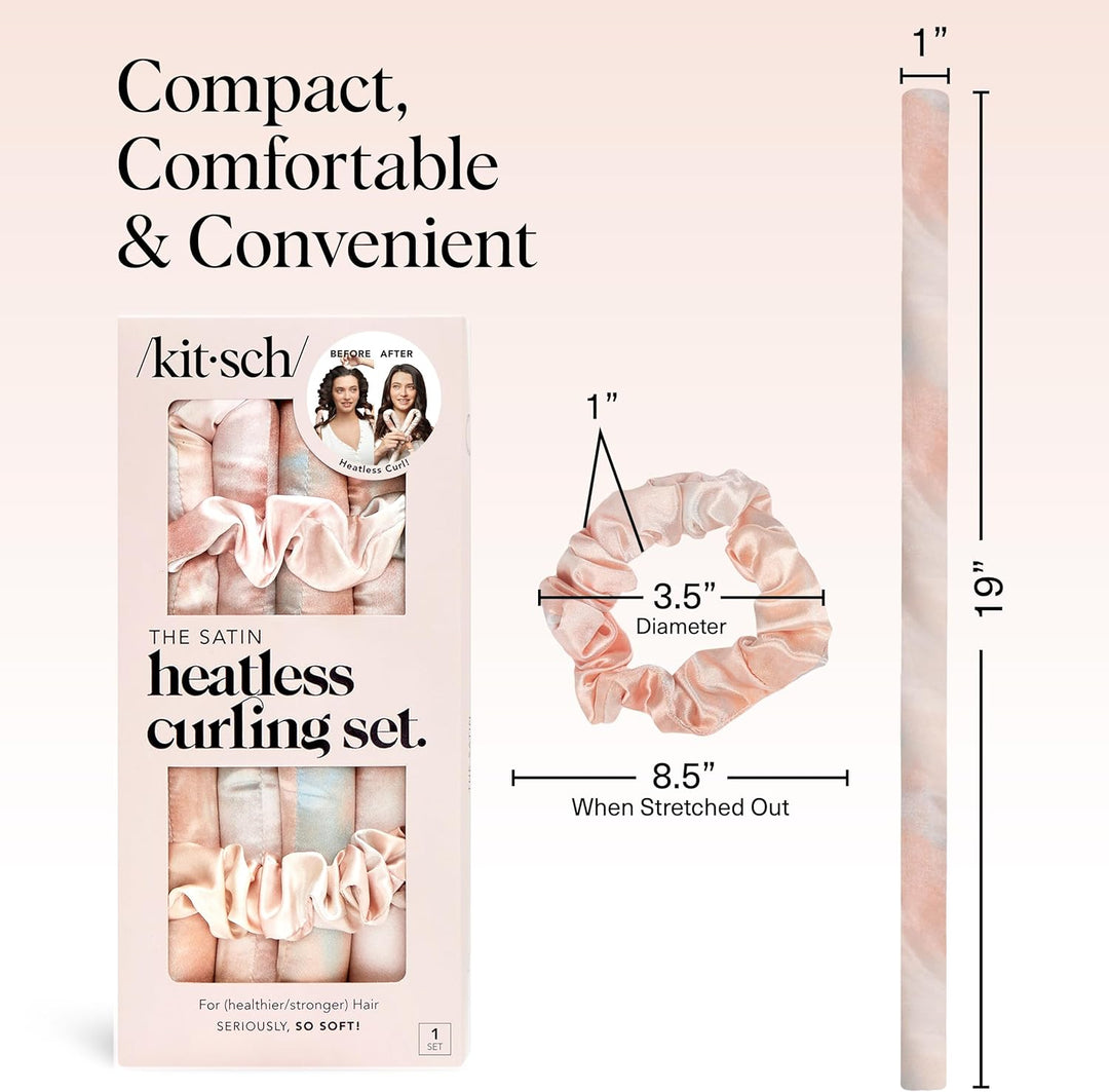 Kitsch Satin Heatless Curling Set - Heatless Lockenwickler Stirnband für Kurzes & Langes Haar Locken
