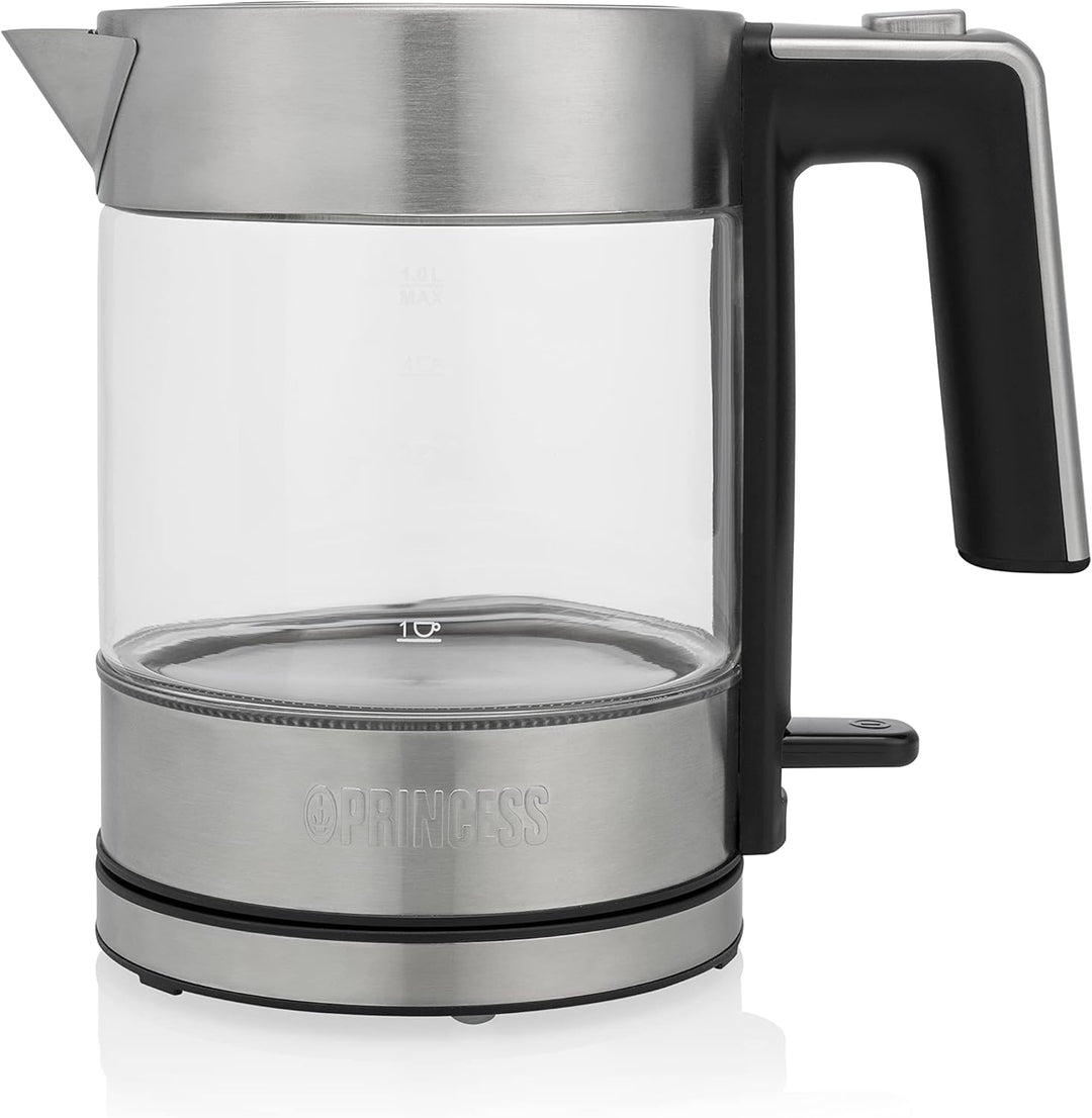 Princess 236040 Glaswasserkocher Brighton - 1 l Volumen - Einzigartiges Design 1 Liter, 1 Liter