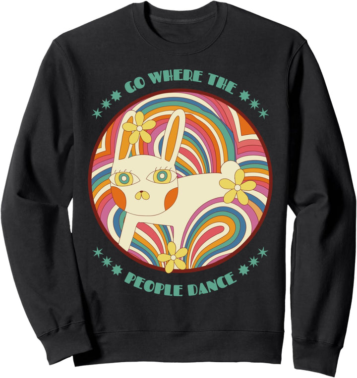 Flower Power Hippie Hase 60er 70er 80er Motto Party Kostüm Sweatshirt