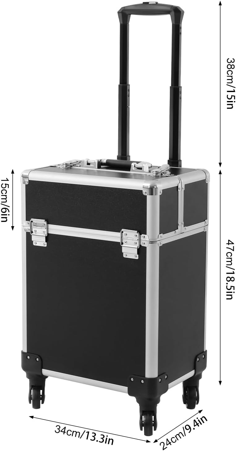 Schminkkoffer 3-in-1 Rollkoffer Klein -Trolley Aufbewahrungskoffer Reisen Friseurkoffer mit Faltbare