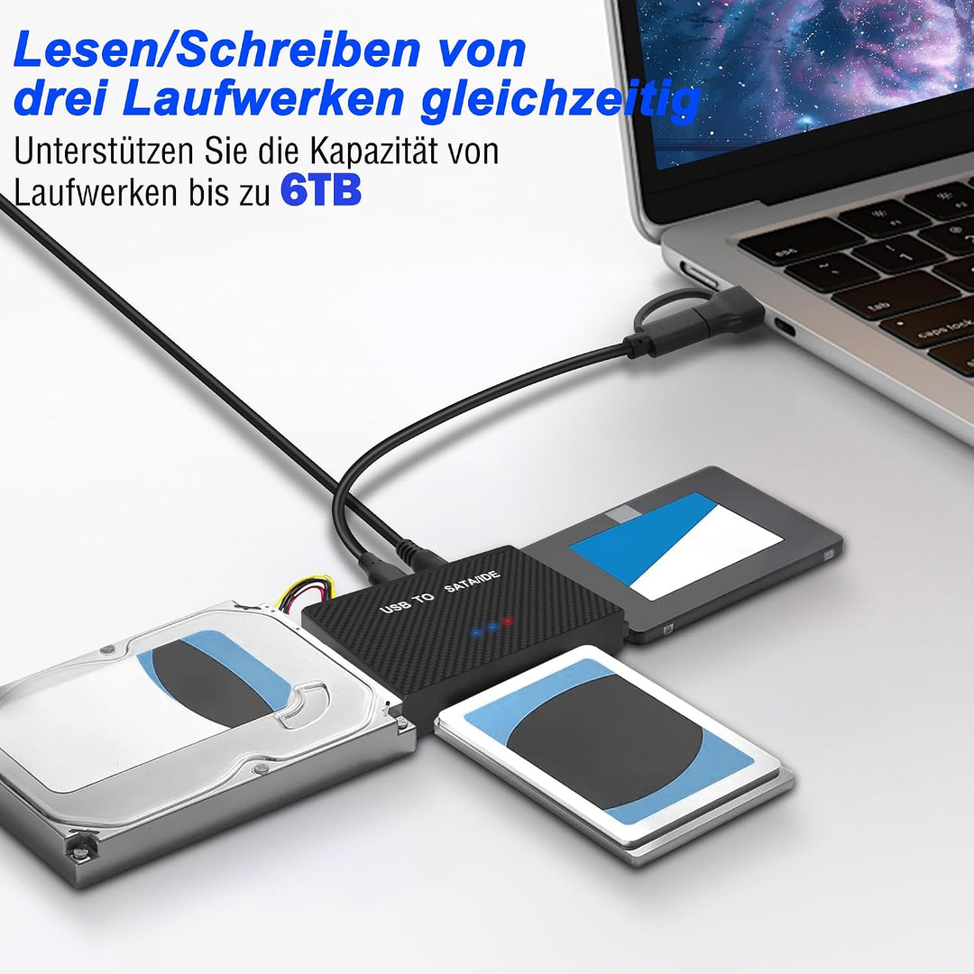 MEIRIYFA USB 3.0 auf SATA/IDE Konverter Adapter, IDE SATA auf USB + Typ C Externe Festplatte Adapter