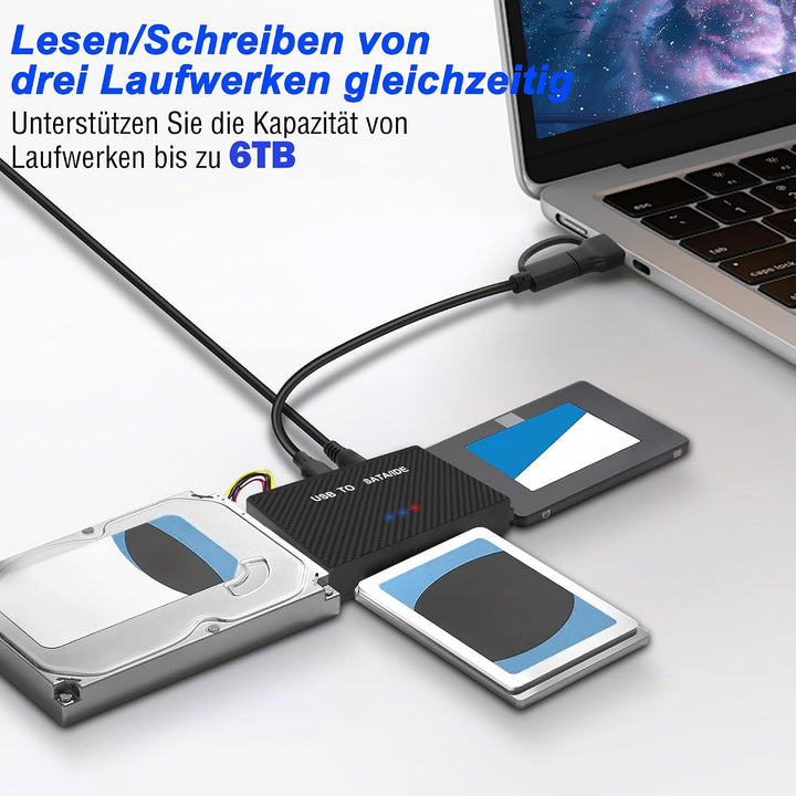 MEIRIYFA USB 3.0 auf SATA/IDE Konverter Adapter, IDE SATA auf USB + Typ C Externe Festplatte Adapter