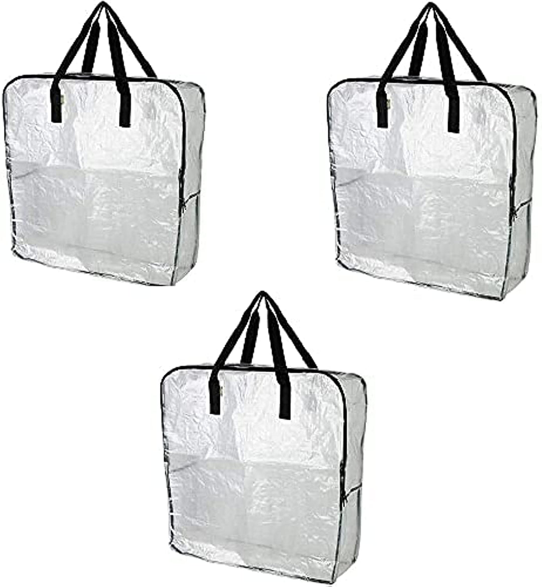 IKEA DIMPA 3 pieces extra large storage bag, clear heavy pockets, moth and moisture protection stora